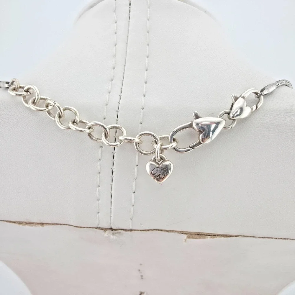 BRIGHTON 'Twinkle Loop' Necklace Swirl Openwork Round Box Chain Silver Plate 32